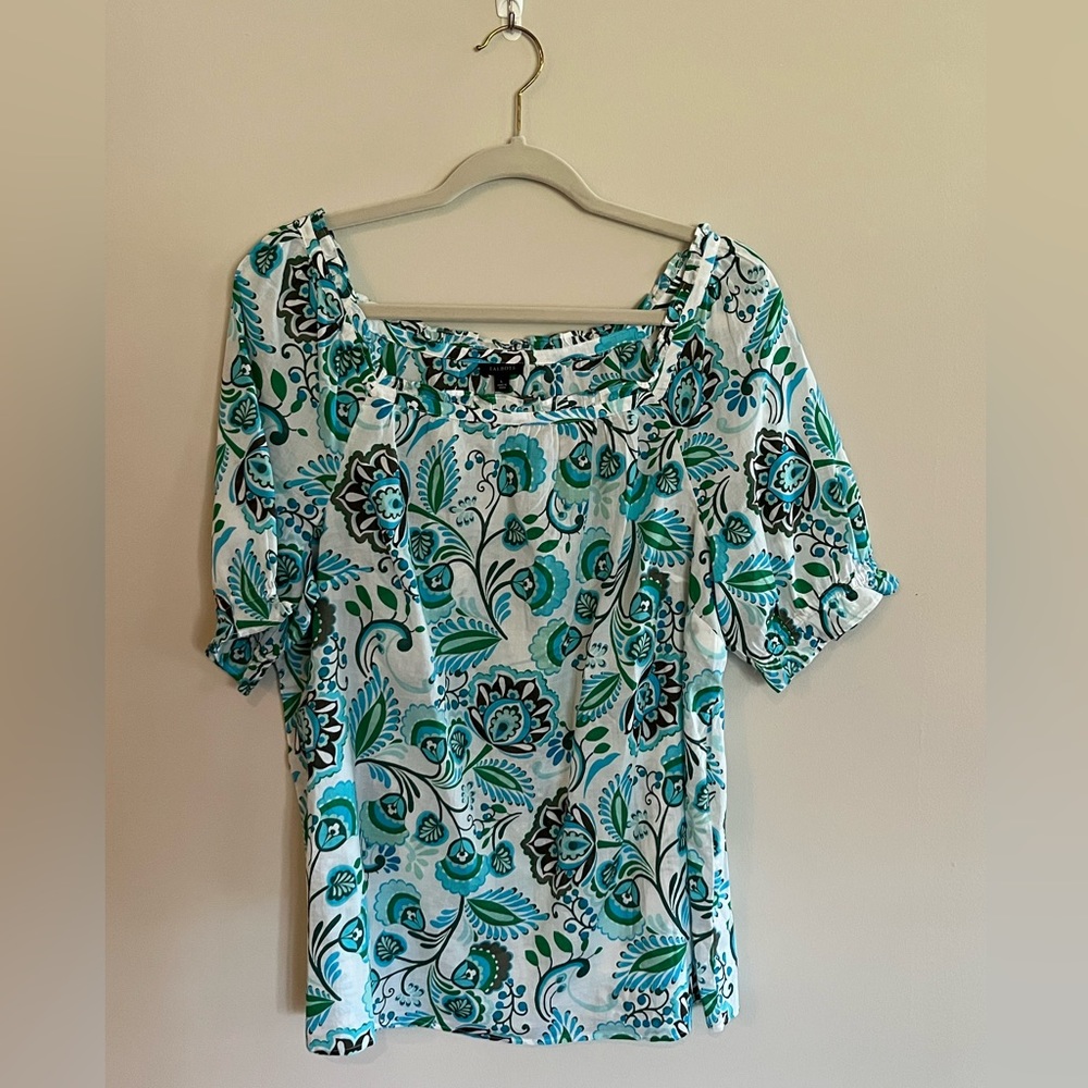Talbots thin cotton blouse. Size L. Beautiful print.